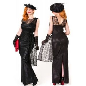 Tatyana Black Lace-Back Evening Gown